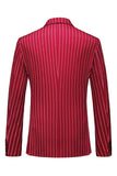 Trajes de 3 piezas con solapa de pico a rayas rojas para hombre