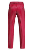 Trajes de 3 piezas con solapa de pico a rayas rojas para hombre