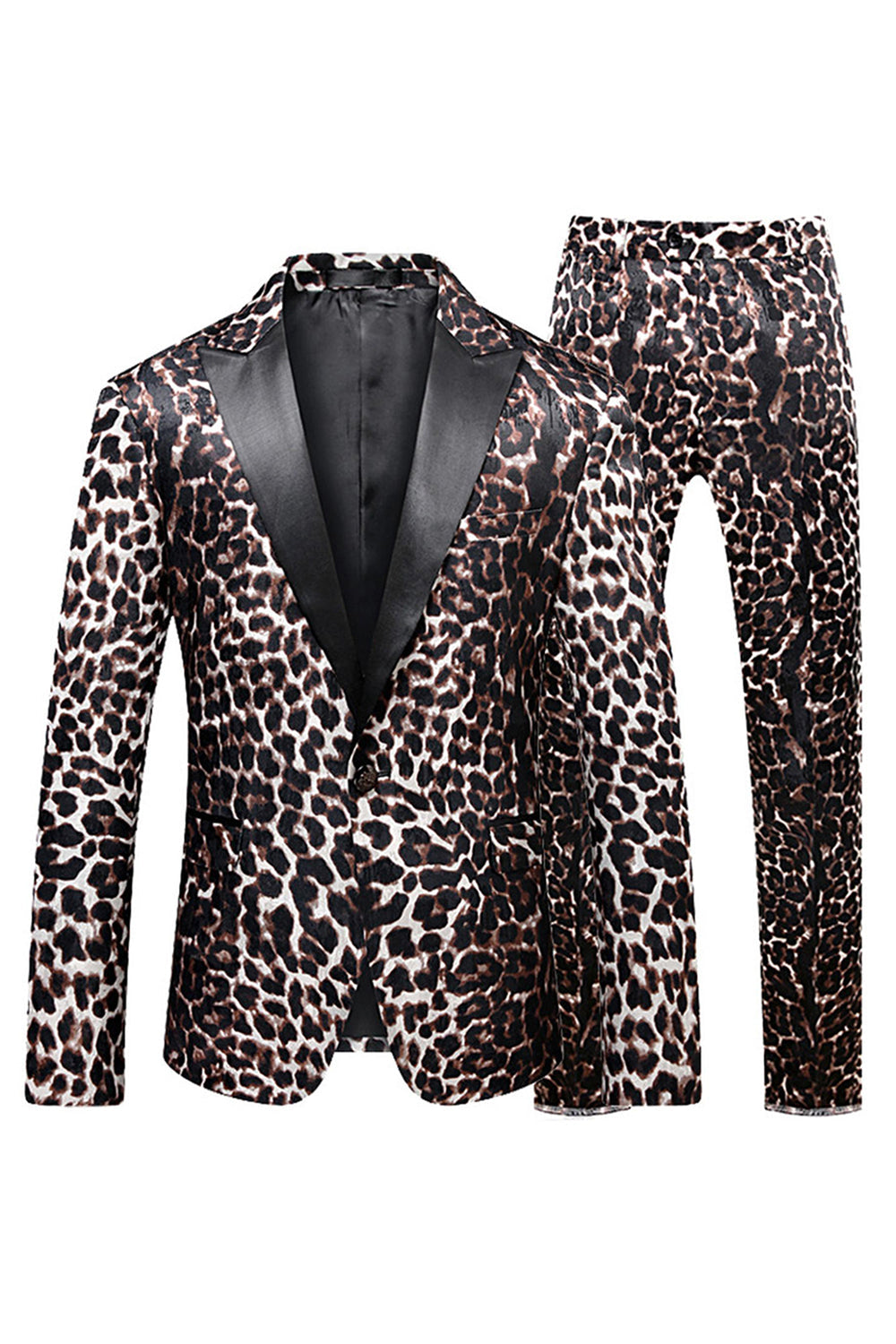 Trajes de fiesta de 2 piezas con solapa de pico de leopardo para hombre