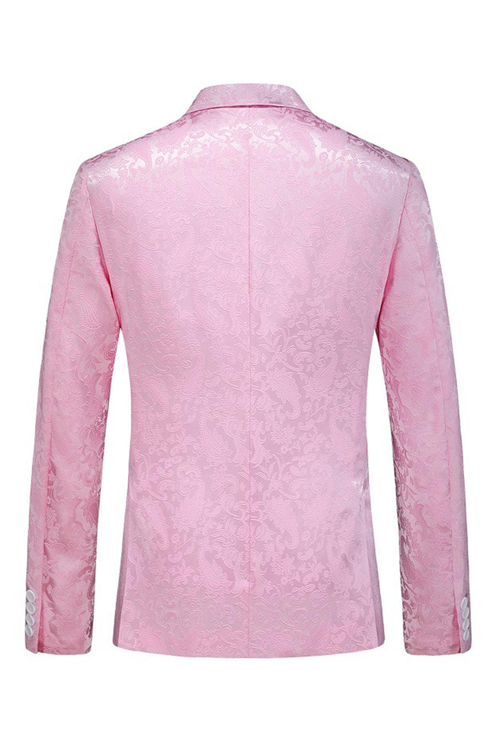 Trajes de fiesta de 3 piezas con solapa de pico con estampado rosa para hombres