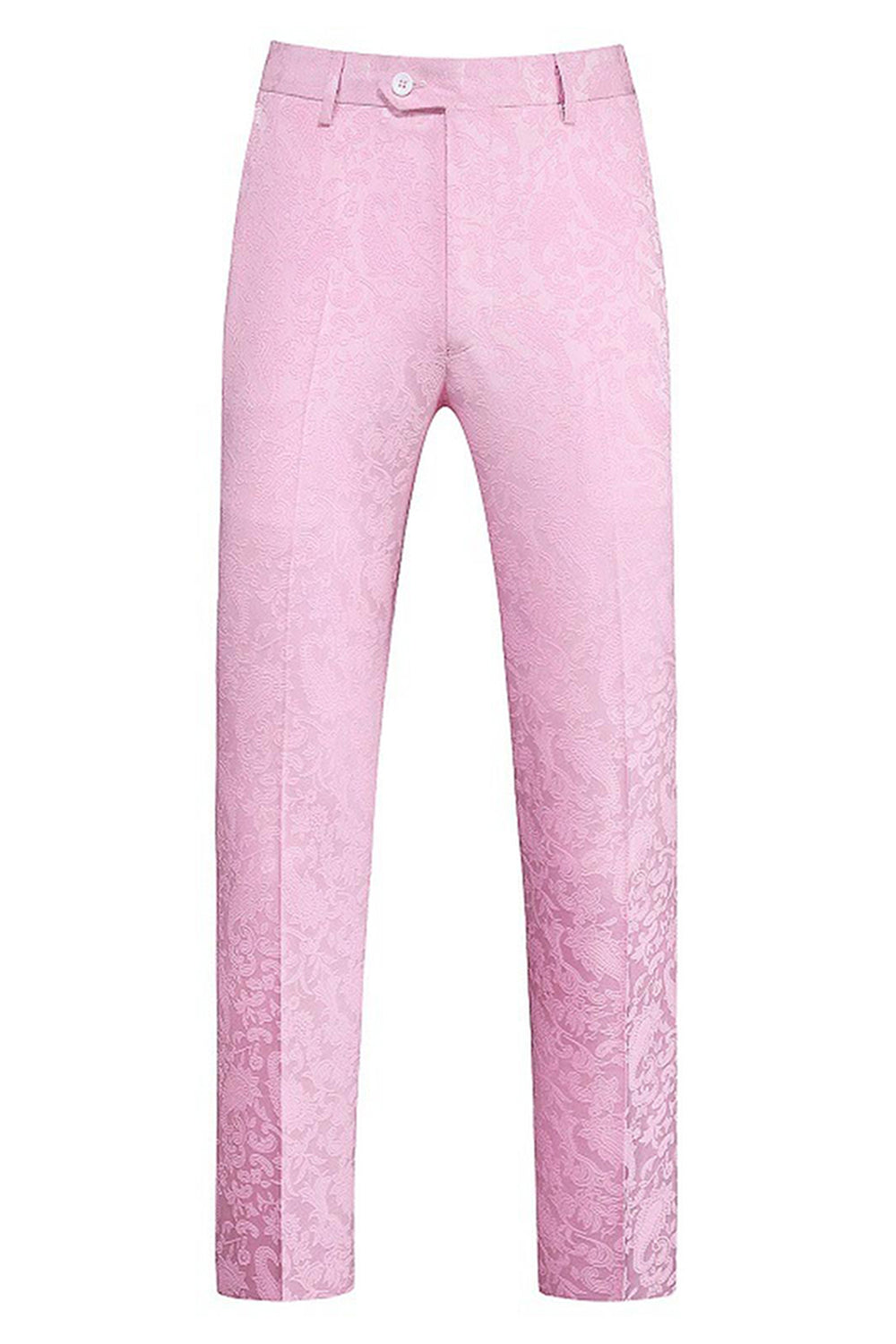 Trajes de fiesta de 3 piezas con solapa de pico con estampado rosa para hombres