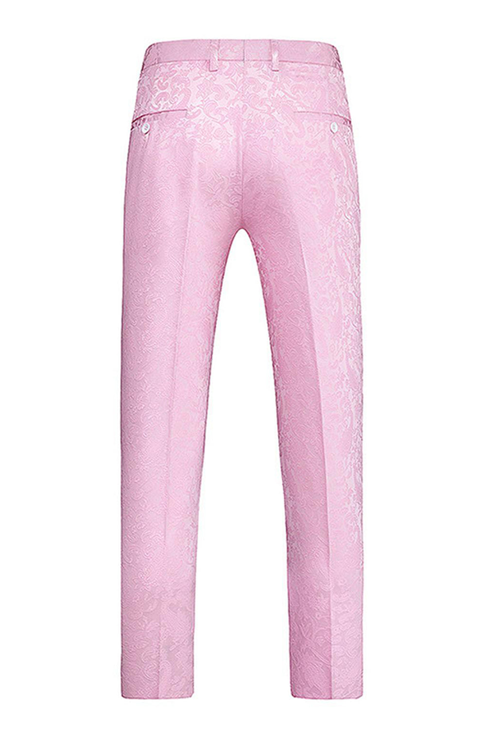 Trajes de fiesta de 3 piezas con solapa de pico con estampado rosa para hombres