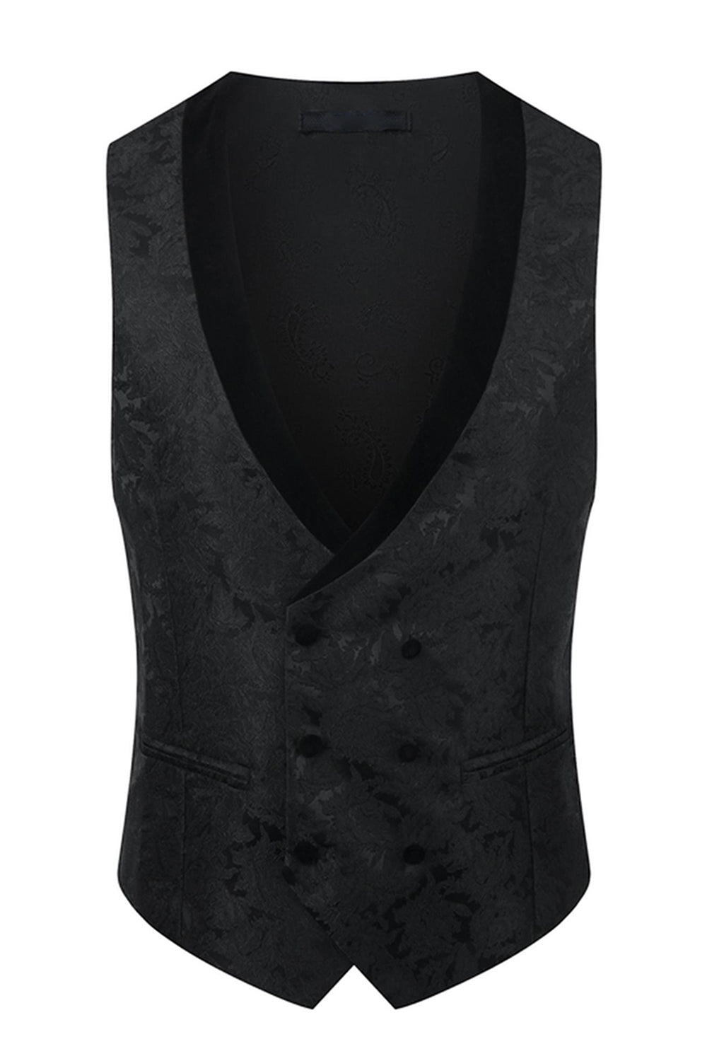 Trajes de hombre de 3 piezas con solapa de chal negro