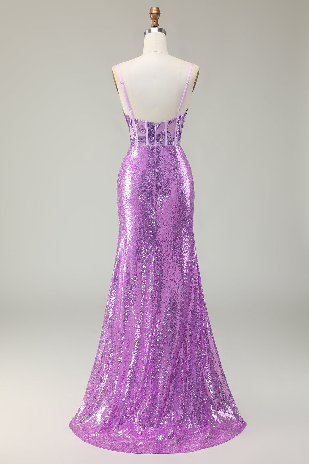 Vestido de fiesta con corsé de sirena púrpura brillante con apliques y abertura