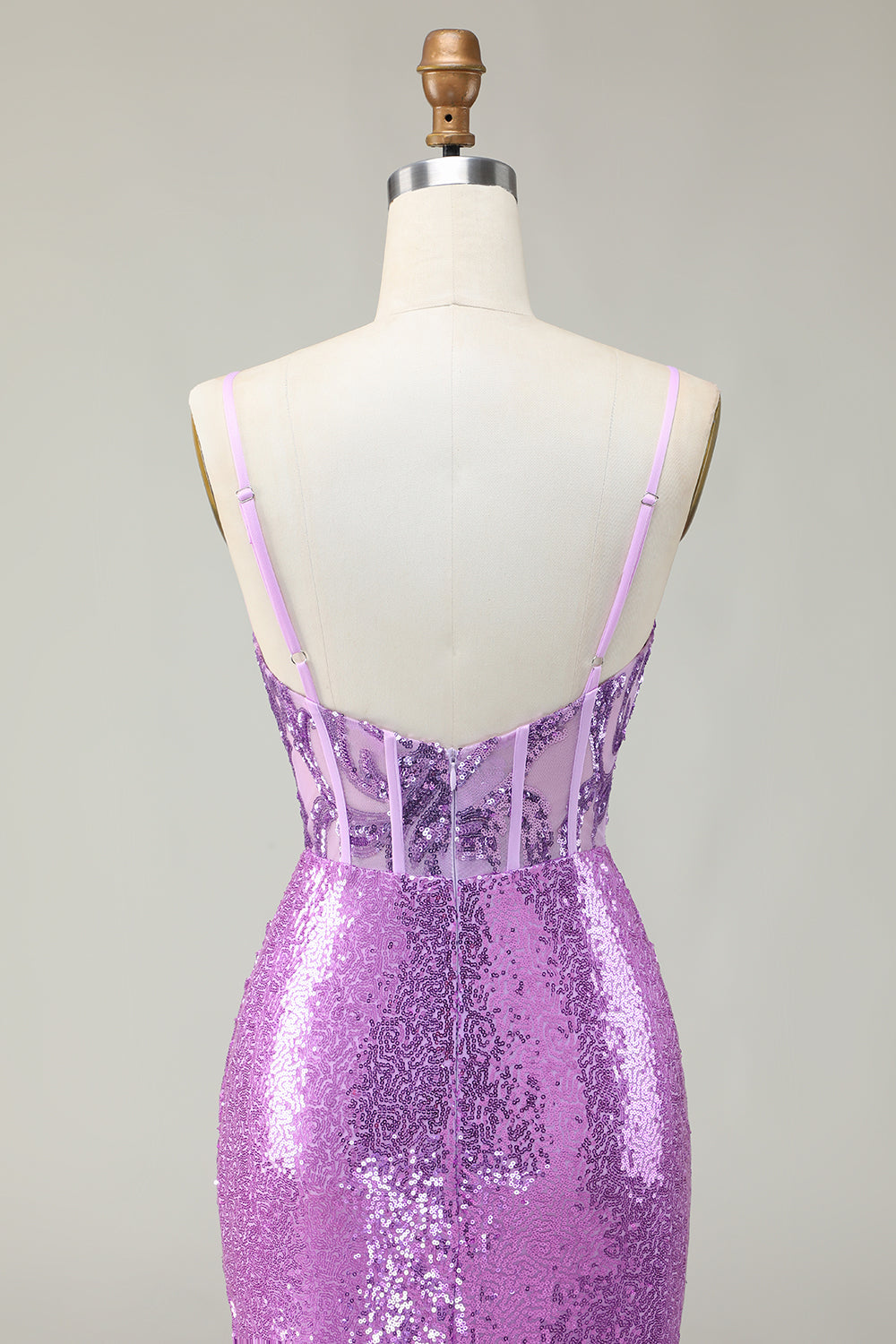 Vestido de fiesta con corsé de sirena púrpura brillante con apliques y abertura