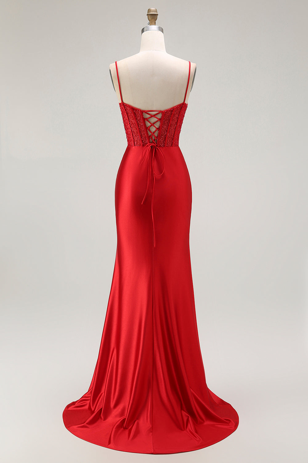 Vestido largo de fiesta plisado con tirantes finos de sirena dorada con abertura