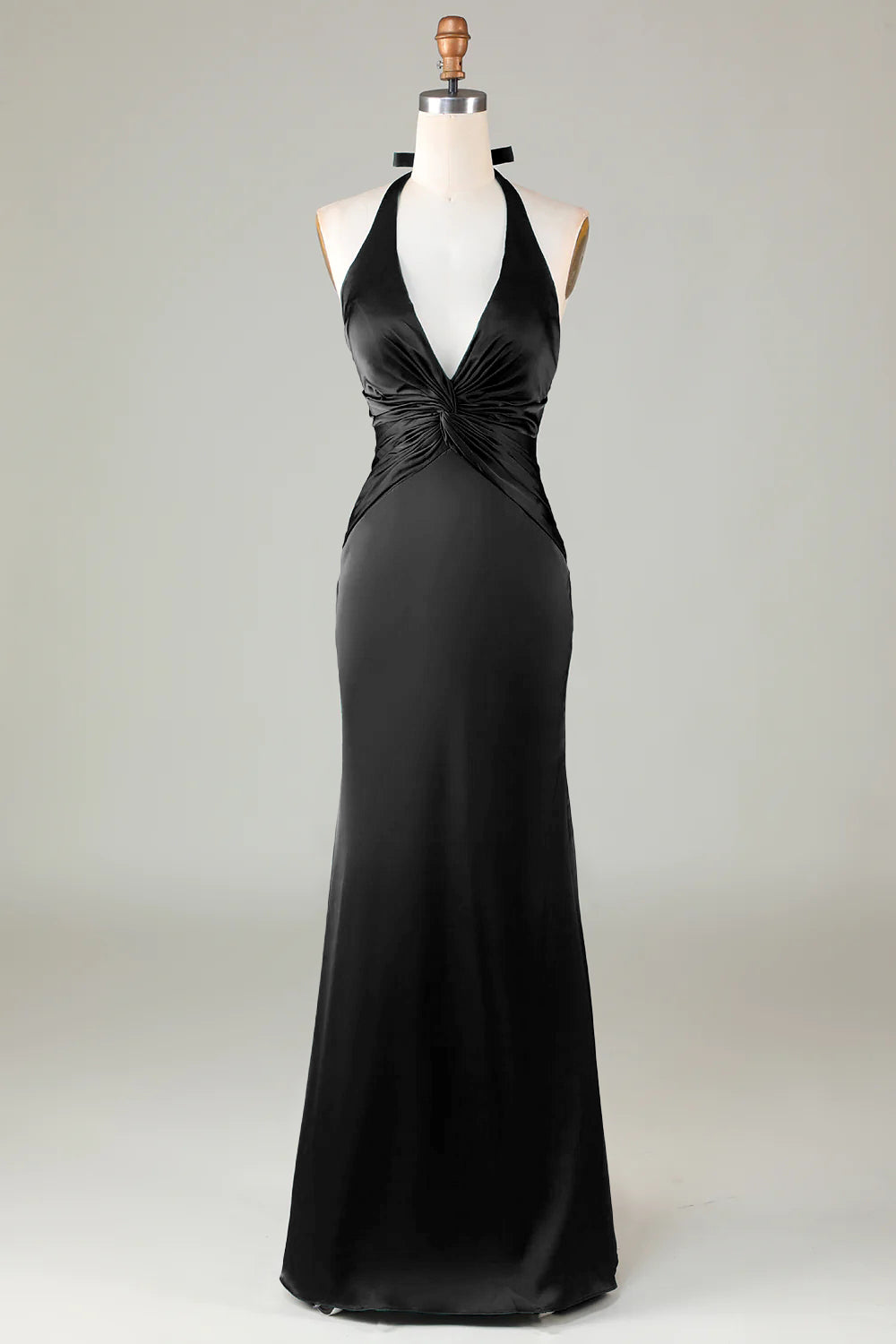 Mermaid Halter Vestido de dama de honor verde oscuro