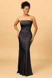 Vestido de dama de honor de sirena satén azul gris