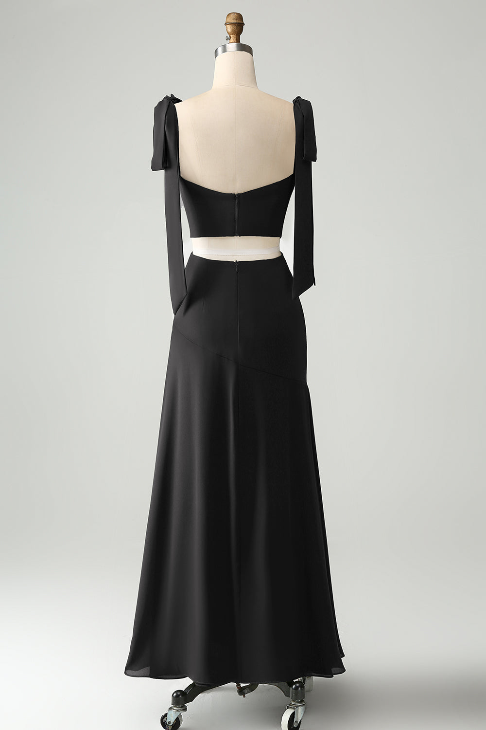 Olive A Line Spaghetti Straps Vestido de invitada de boda hasta el suelo con abertura