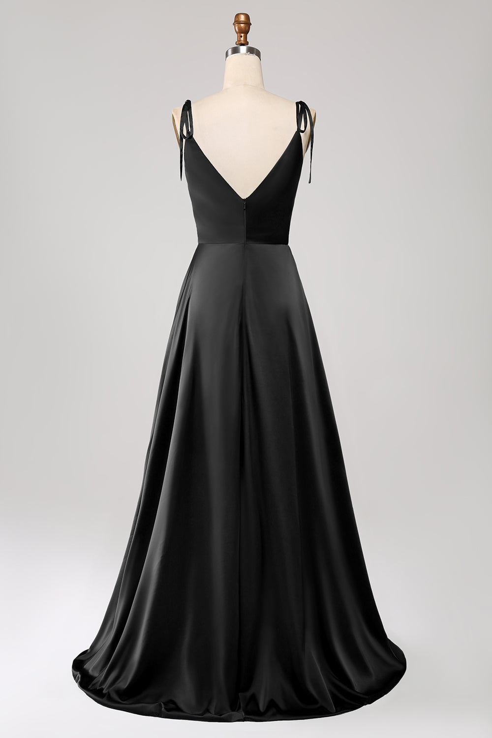 Vestido de fiesta fruncido con tirantes finos verde oscuro simple con abertura