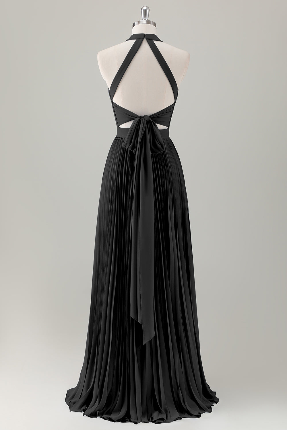 Vestido de dama de honor largo halter azul grisáceo con abertura