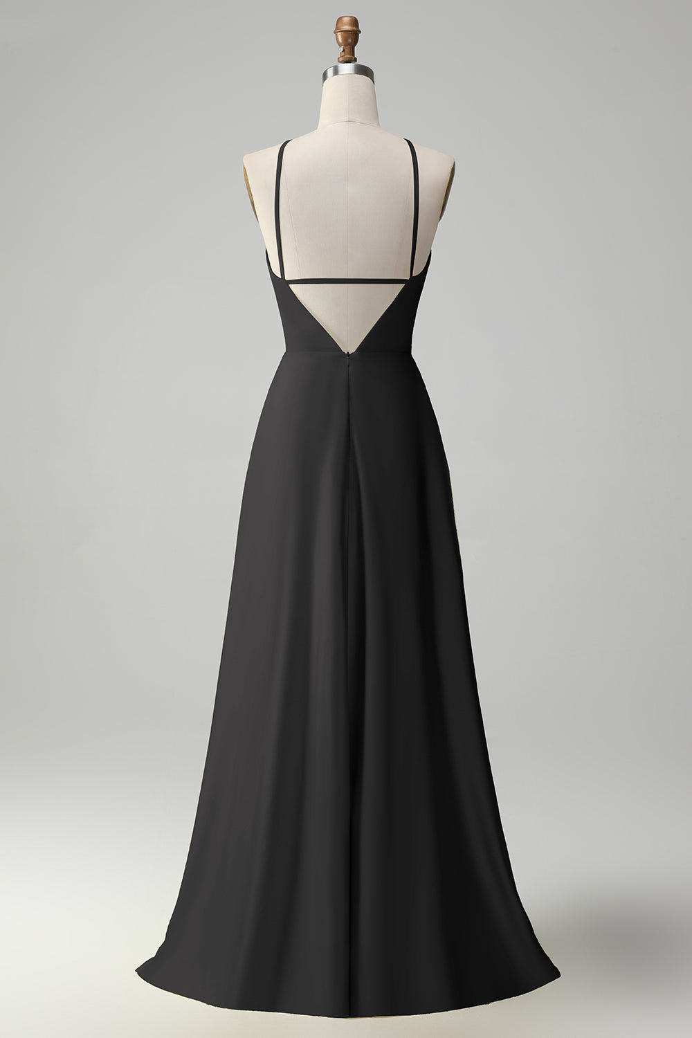 Vestido largo de dama de honor recortado de una línea amarilla con flor