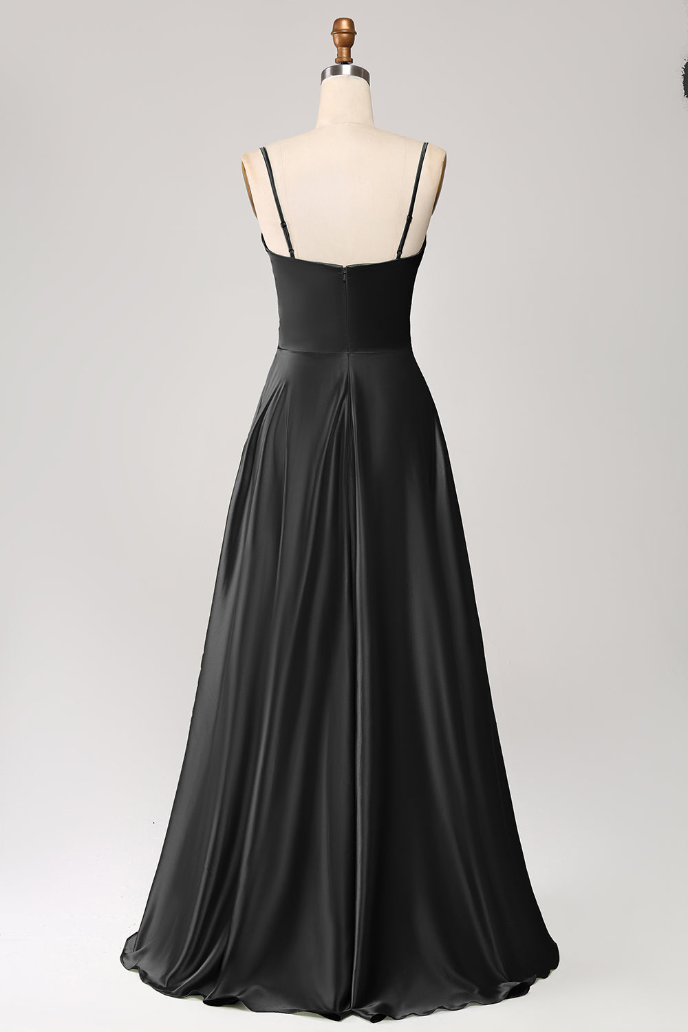 Salvia Polvorienta Una línea Cuello Capucha Satén Vestido Largo De Fiesta Con Plisado