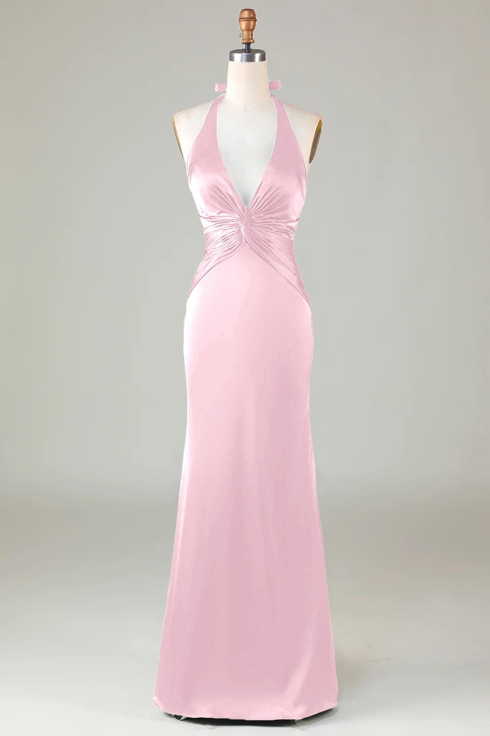 Mermaid Halter Vestido de dama de honor verde oscuro