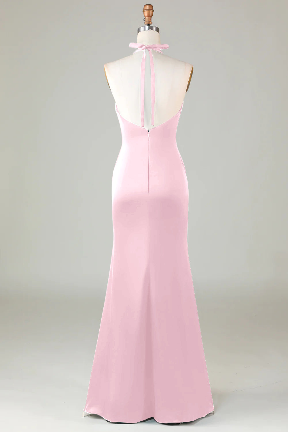 Mermaid Halter Vestido de dama de honor verde oscuro