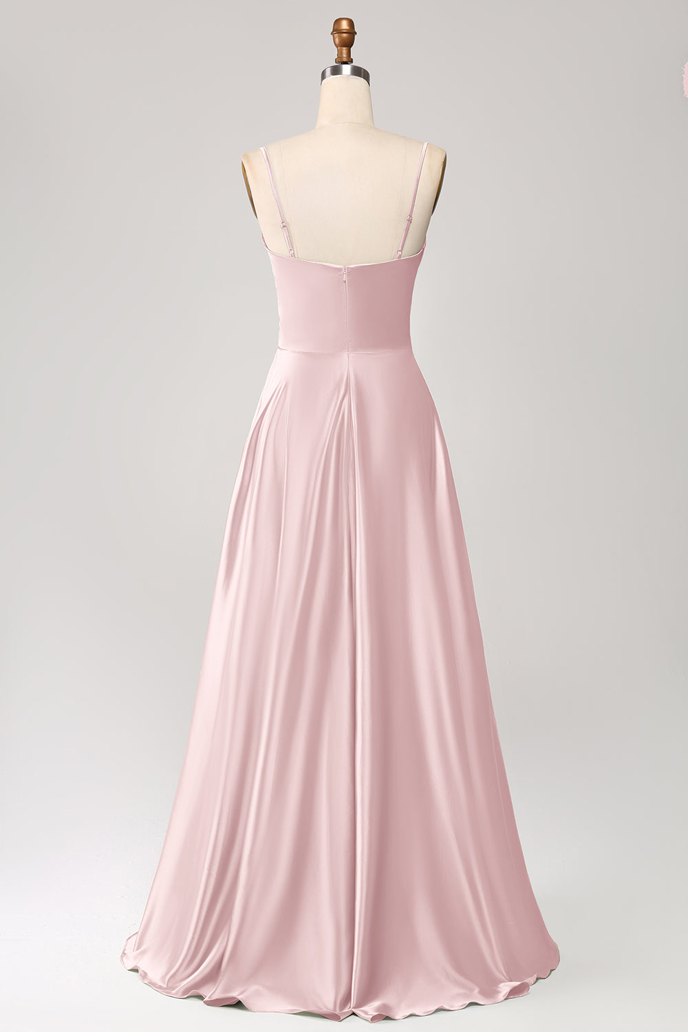 Salvia Polvorienta Una línea Cuello Capucha Satén Vestido Largo De Fiesta Con Plisado