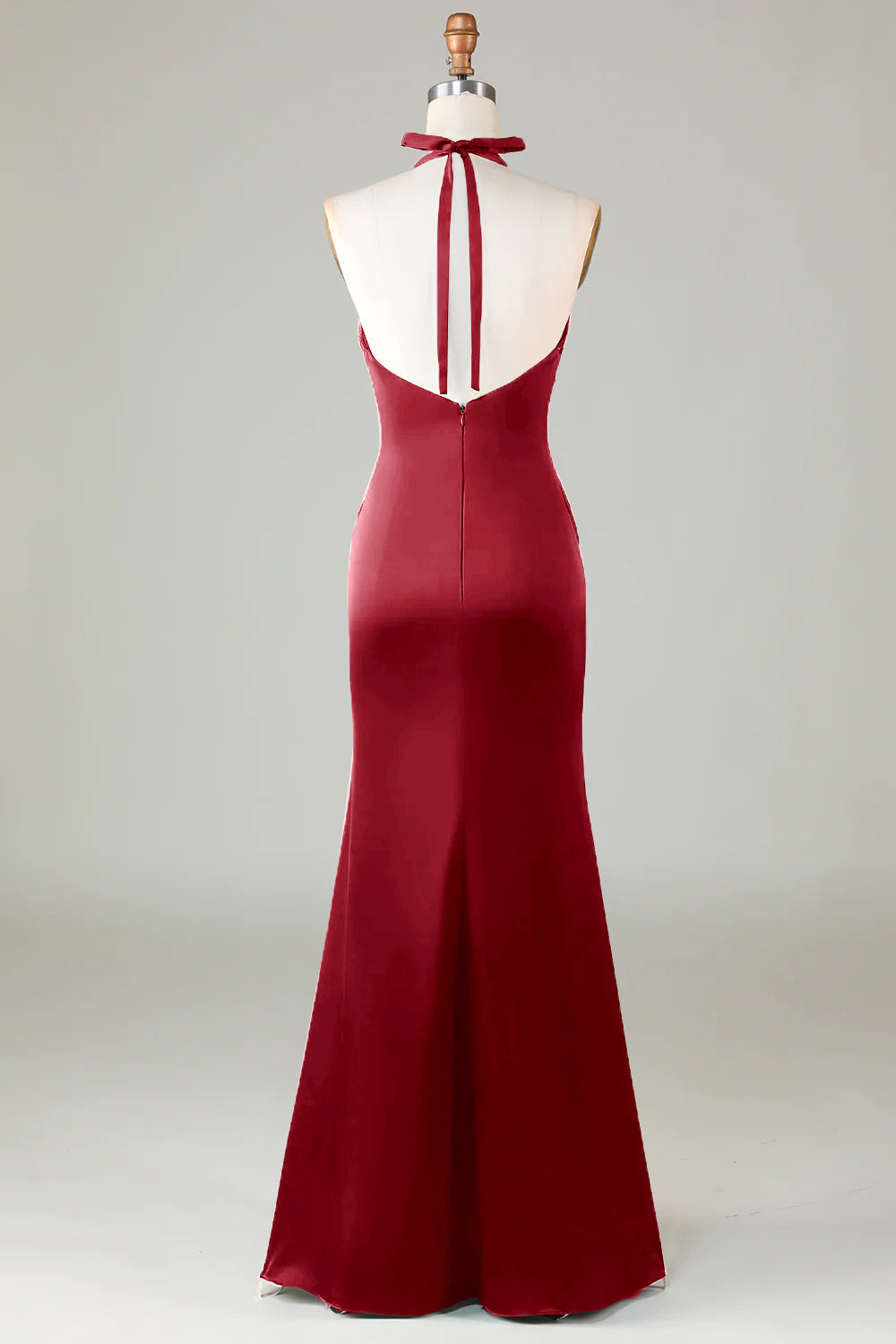 Mermaid Halter Vestido de dama de honor verde oscuro