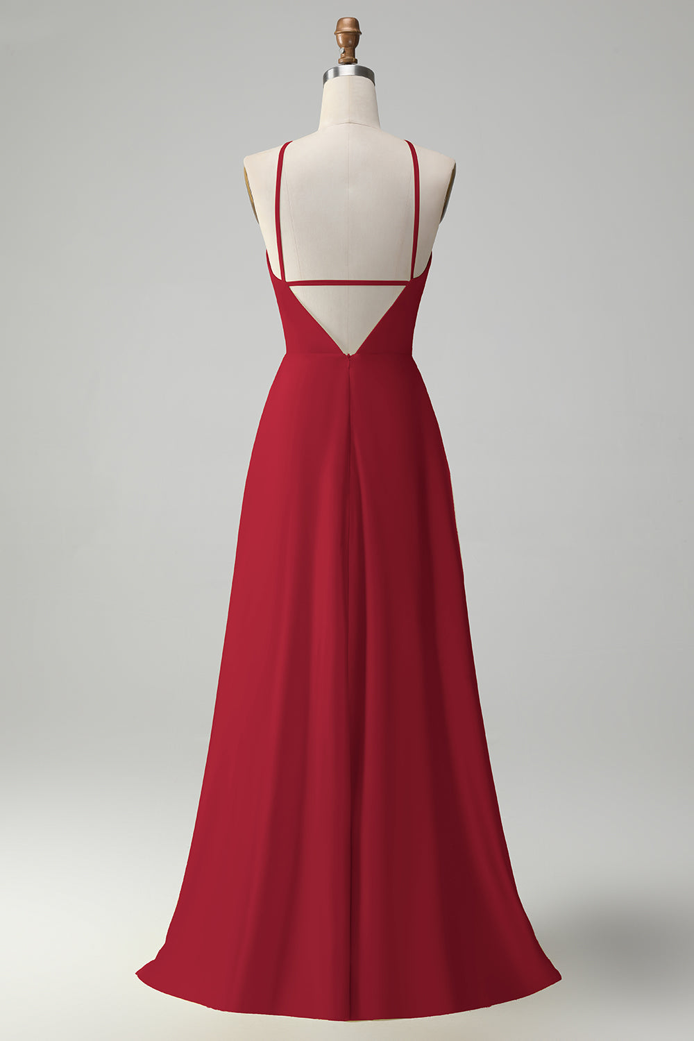 Vestido largo de dama de honor recortado de una línea amarilla con flor