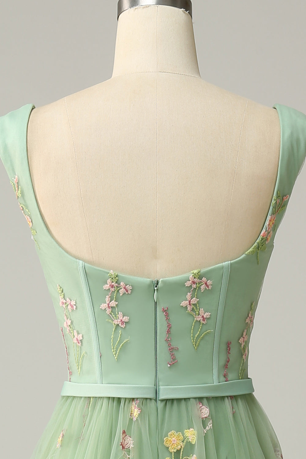 A-Línea Verde Vestido de Graduación Con Bordado