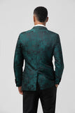 Jacquard verde oscuro Peak Solapel 2 piezas Trajes de fiesta para hombre