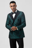 Jacquard verde oscuro Peak Solapel 2 piezas Trajes de fiesta para hombre