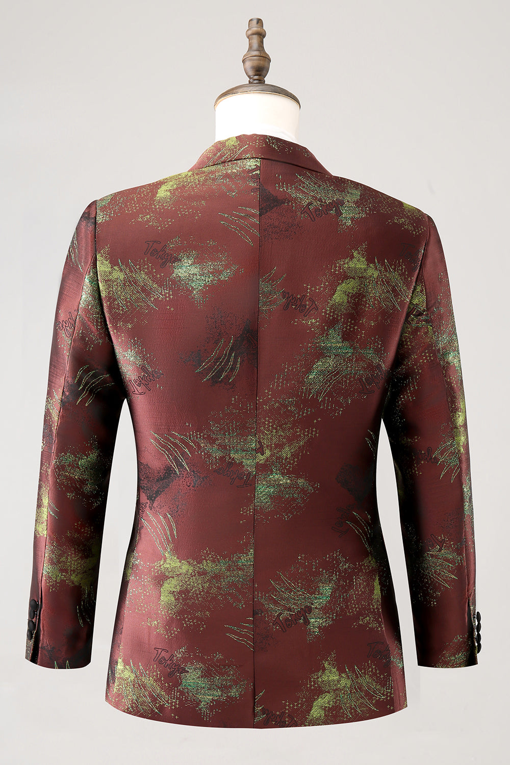 Trajes de fiesta para hombre de 2 piezas de jacquard con solapa de pico marrón con un botón