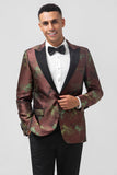 Trajes de hombre marrones 2 piezas Jacquard Peak Solapel Slim Fit