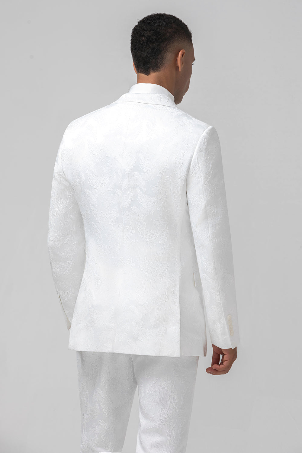 Trajes de hombre blancos slim fit con solapa de pico Jacquard cruzado de 2 piezas