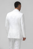 Trajes de hombre blancos slim fit con solapa de pico Jacquard cruzado de 2 piezas