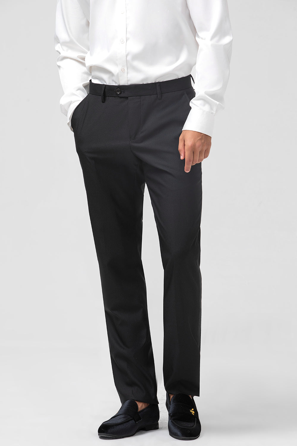 Traje de hombre chal negro solapa 3 piezas slim fit