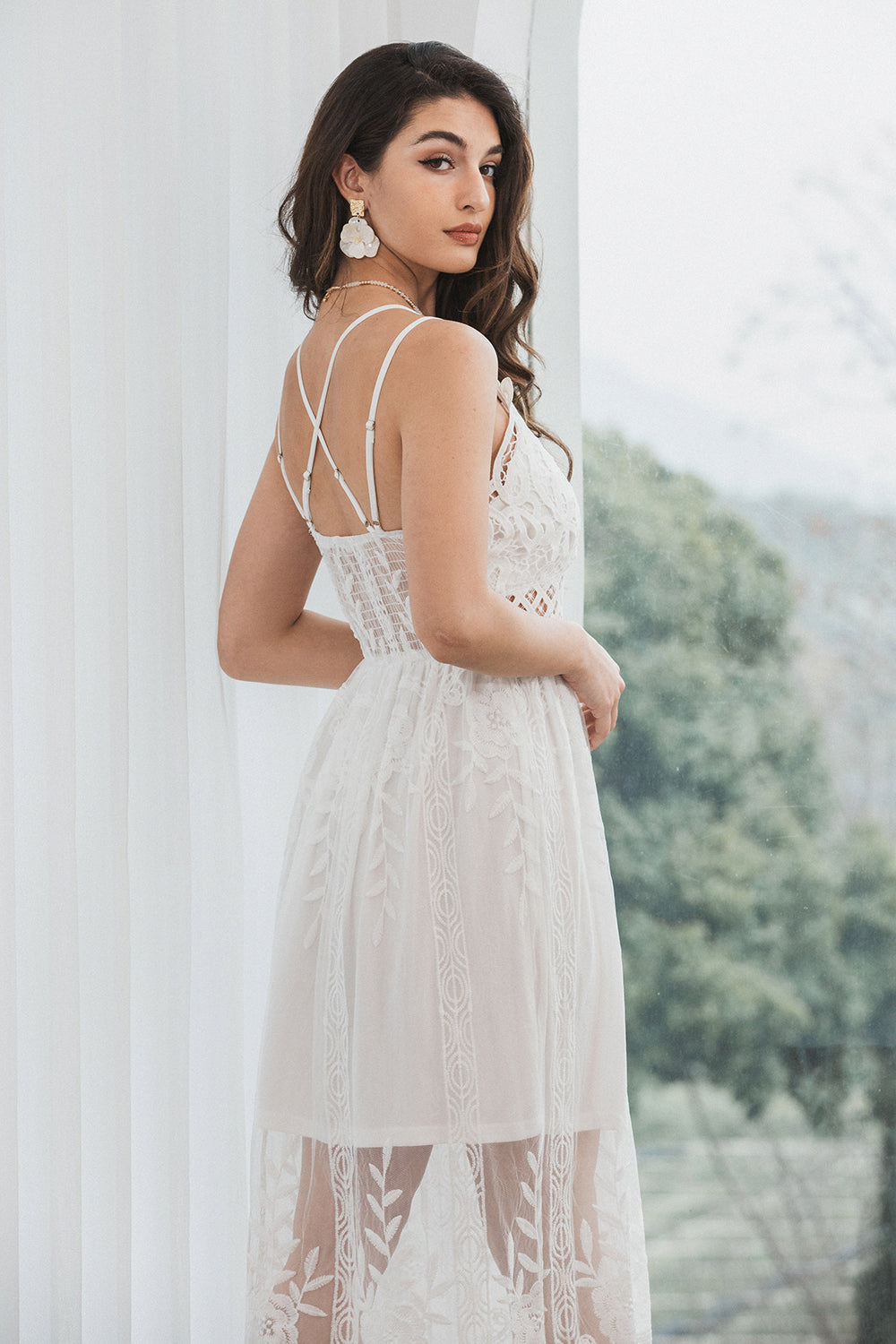 Tirantes finos Encaje Vestido Blanco