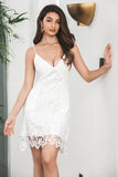 Bodycon Spaghetti Trapes Encaje Vestidito Blanco