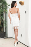 Bodycon Spaghetti Trapes Encaje Vestidito Blanco