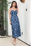 Vestido de fiesta maxi boho floral azul negro