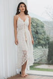 Tirantes finos Vestido blanco alto-bajo con encaje
