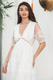 Vestido de fiesta formal de encaje maxi boho blanco