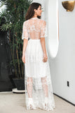 Vestido de fiesta formal de encaje maxi boho blanco