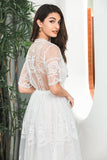 Vestido de fiesta formal de encaje maxi boho blanco