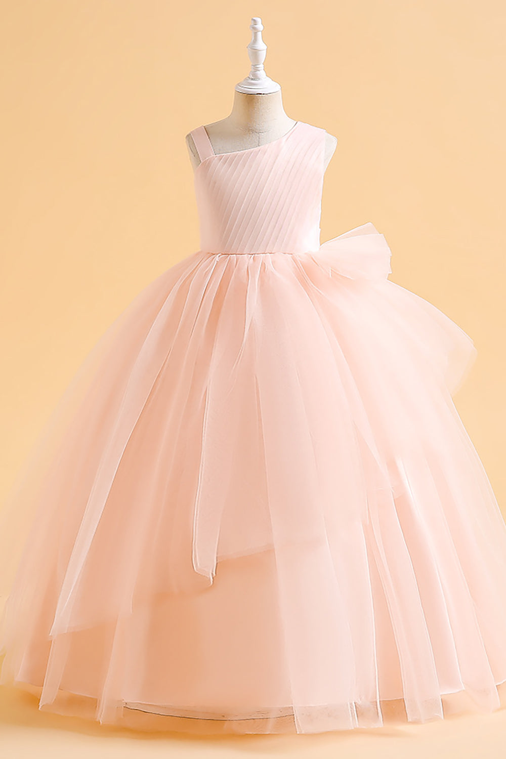 Vestido de niña sin mangas de línea A verde oscuro