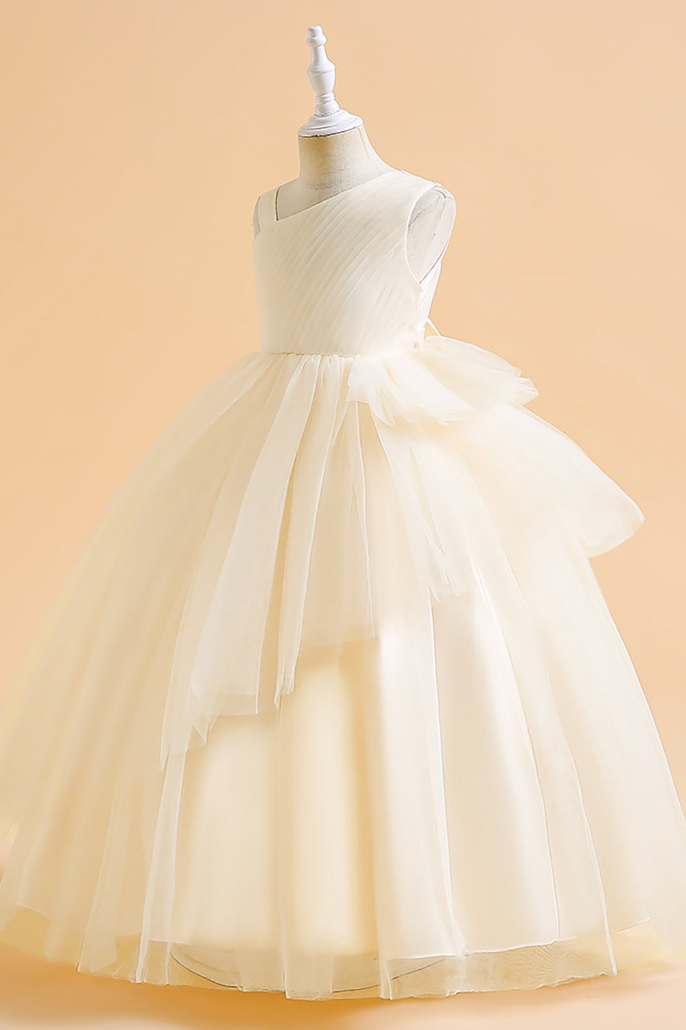 Vestido de niña sin mangas de línea A verde oscuro