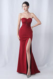 Vestido formal largo de novia de sirena negra con abertura