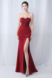 Vestido formal largo de novia de sirena negra con abertura
