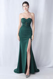 Vestido formal largo de novia de sirena negra con abertura