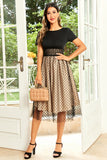 Vestido Negro Polka Dots Vintage 1950s