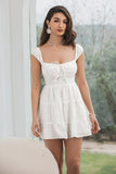 Vestido de graduación corto blanco simple de línea A