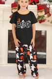 Conjunto de pijama familiar de Halloween con estampado de calabaza negra
