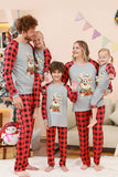 Conjunto de pijama familiar navideño con estampado de ciervo a cuadros negros y rojos