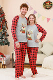 Conjunto de pijama familiar navideño con estampado de ciervo a cuadros negros y rojos