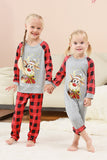 Conjunto de pijama familiar navideño con estampado de ciervo a cuadros negros y rojos