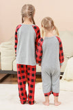 Conjunto de pijama familiar navideño con estampado de ciervo a cuadros negros y rojos